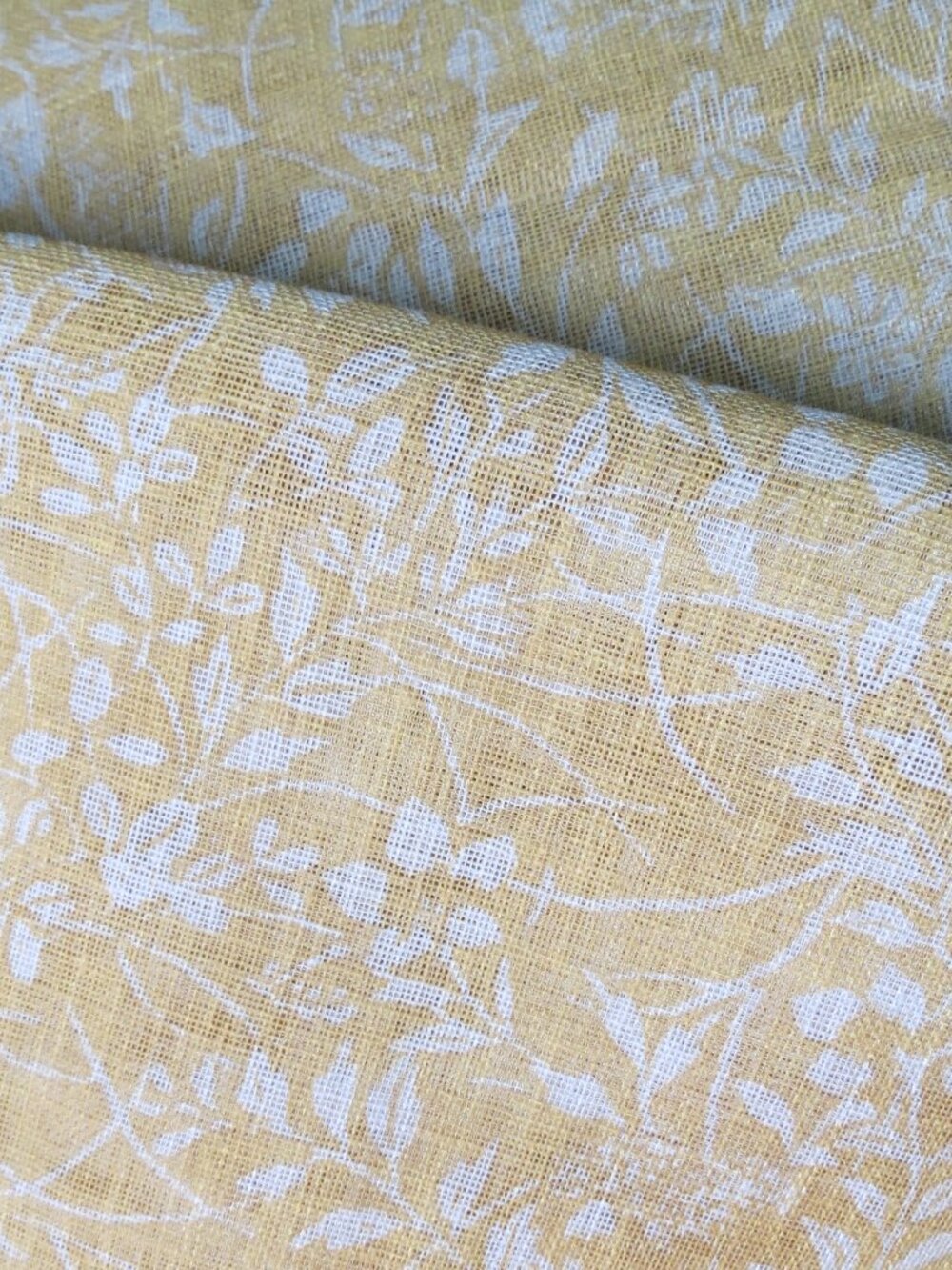 Ralph Lauren 50 x 84 Japanese Floral Yellow Gold Back Tab Panel Window Curtains